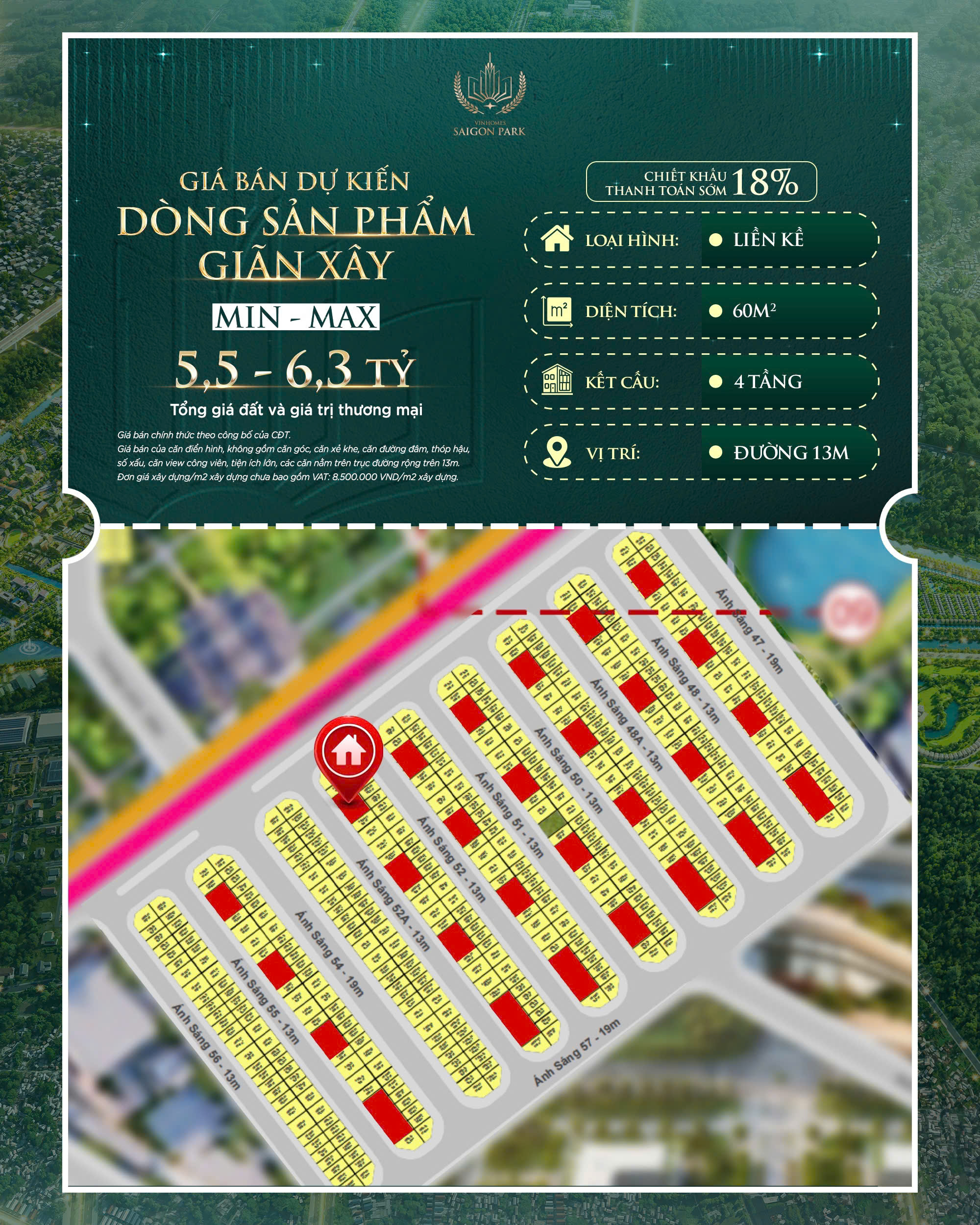 nha pho lien ke gian xay vinhomes sai gon park hoc mon gia 6 ty 60m2
