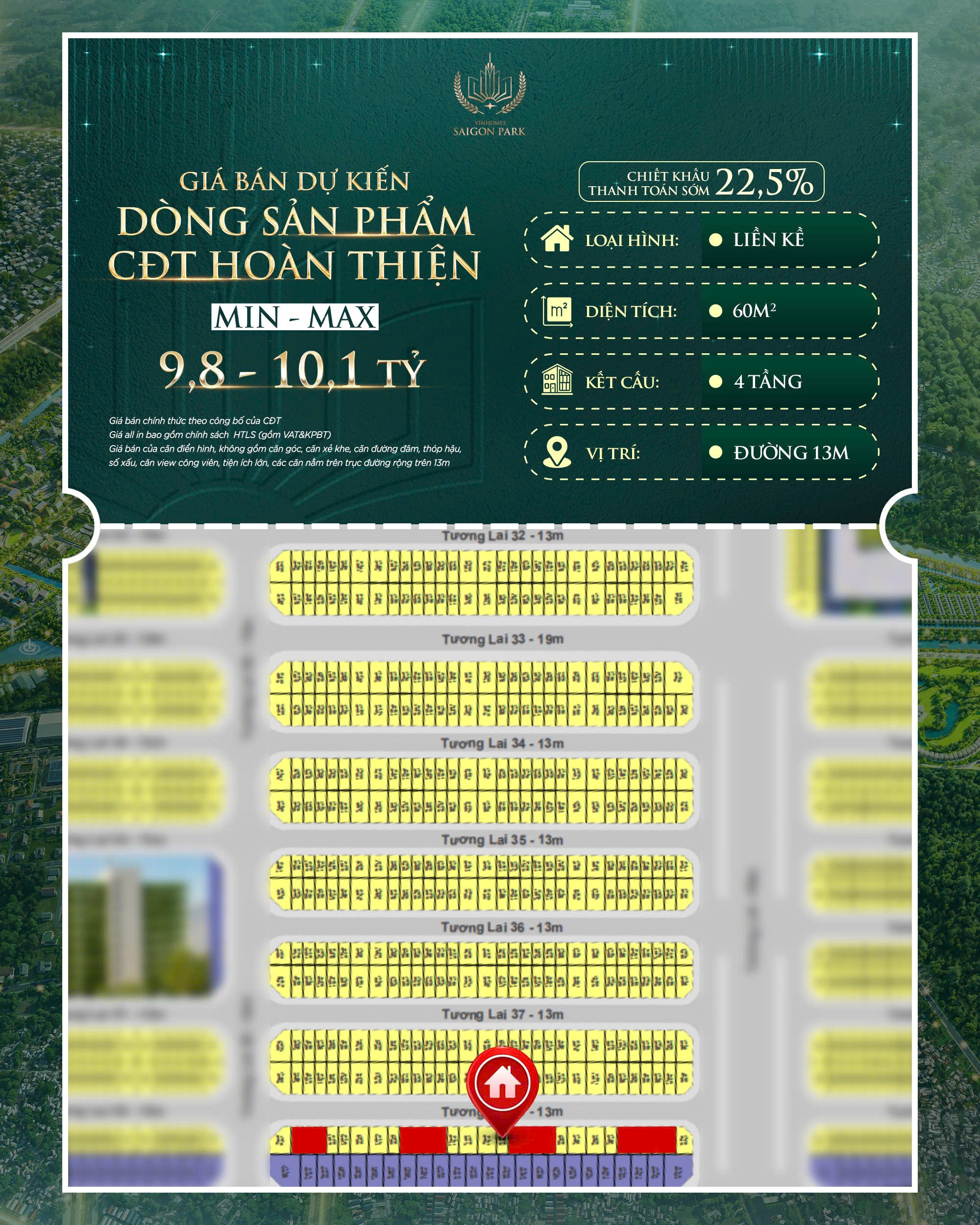 nha pho lien ke hoan thien vinhomes sai gon park hoc mon gia 10 ty 60m2