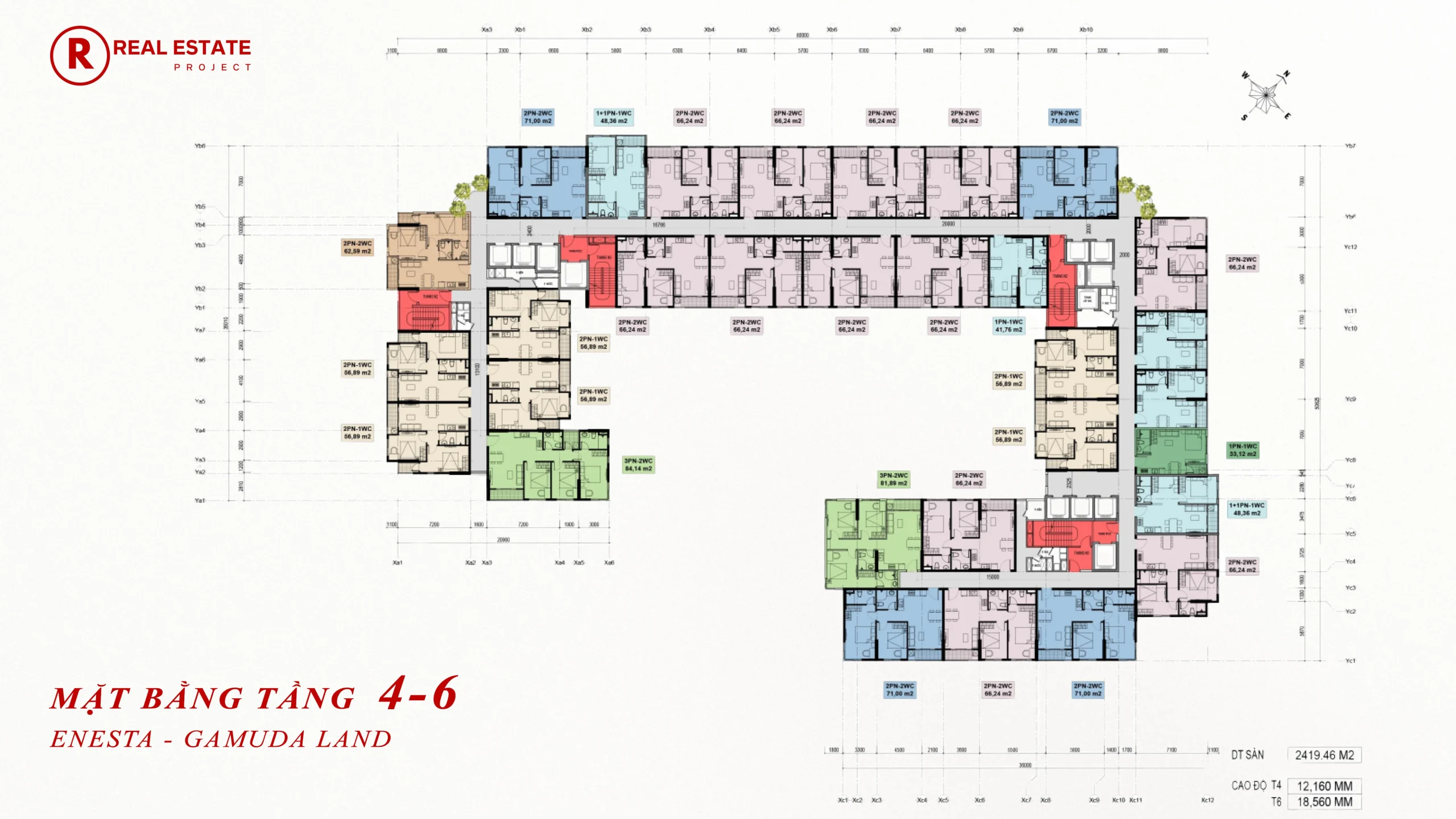 Mặt bằng tầng 4-6 dự án Enesta Gamuda Land Tân Vạn