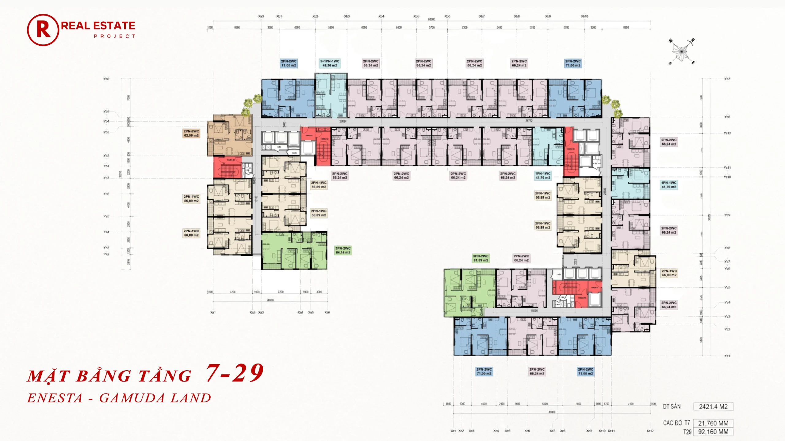 Mặt bằng tầng 7-29 dự án Enesta Gamuda Land Tân Vạn
