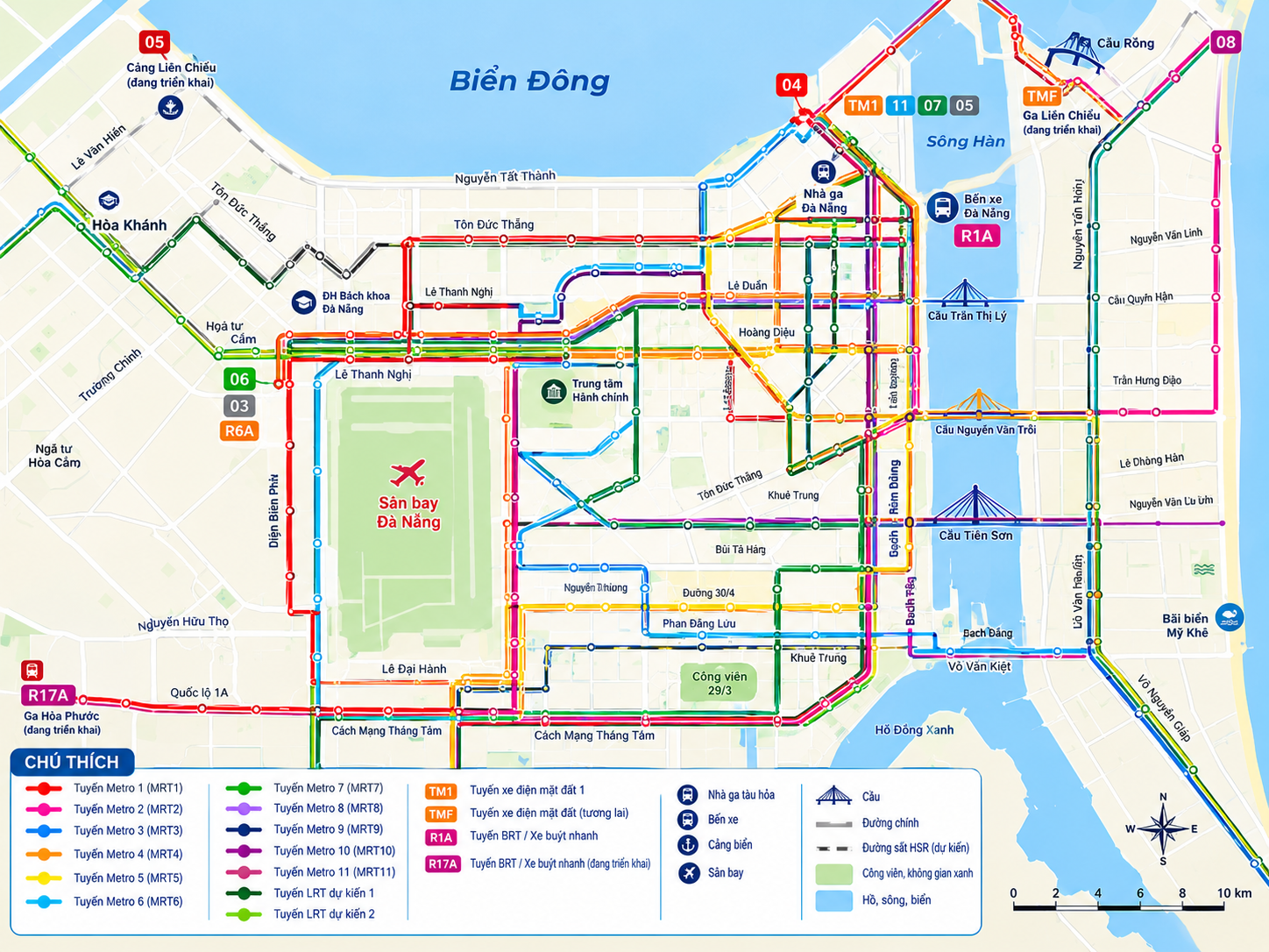 Danh sách 16 trục MRT và LRT ĐÀ NẴNG