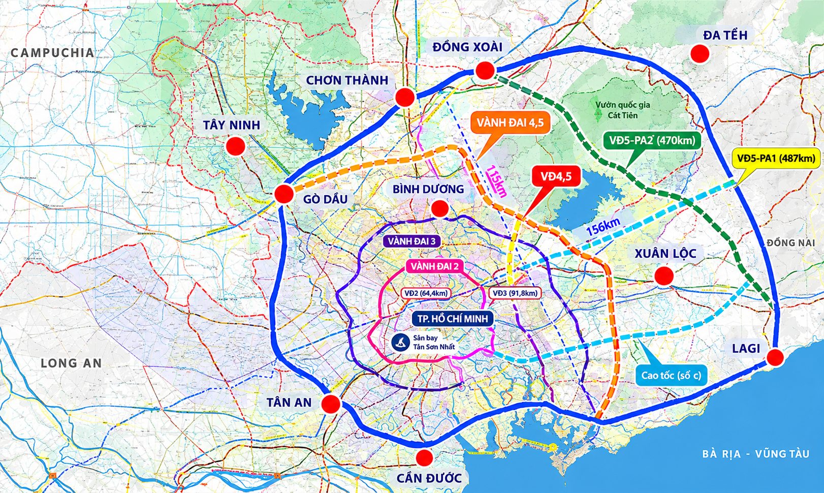 TP.HCM nghiên cứu Vành đai 4,5 và Vành đai 5 dài hơn 600km, mở rộng không gian liên kết vùng